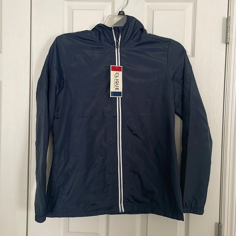Women’s large navy hooded windbreaker